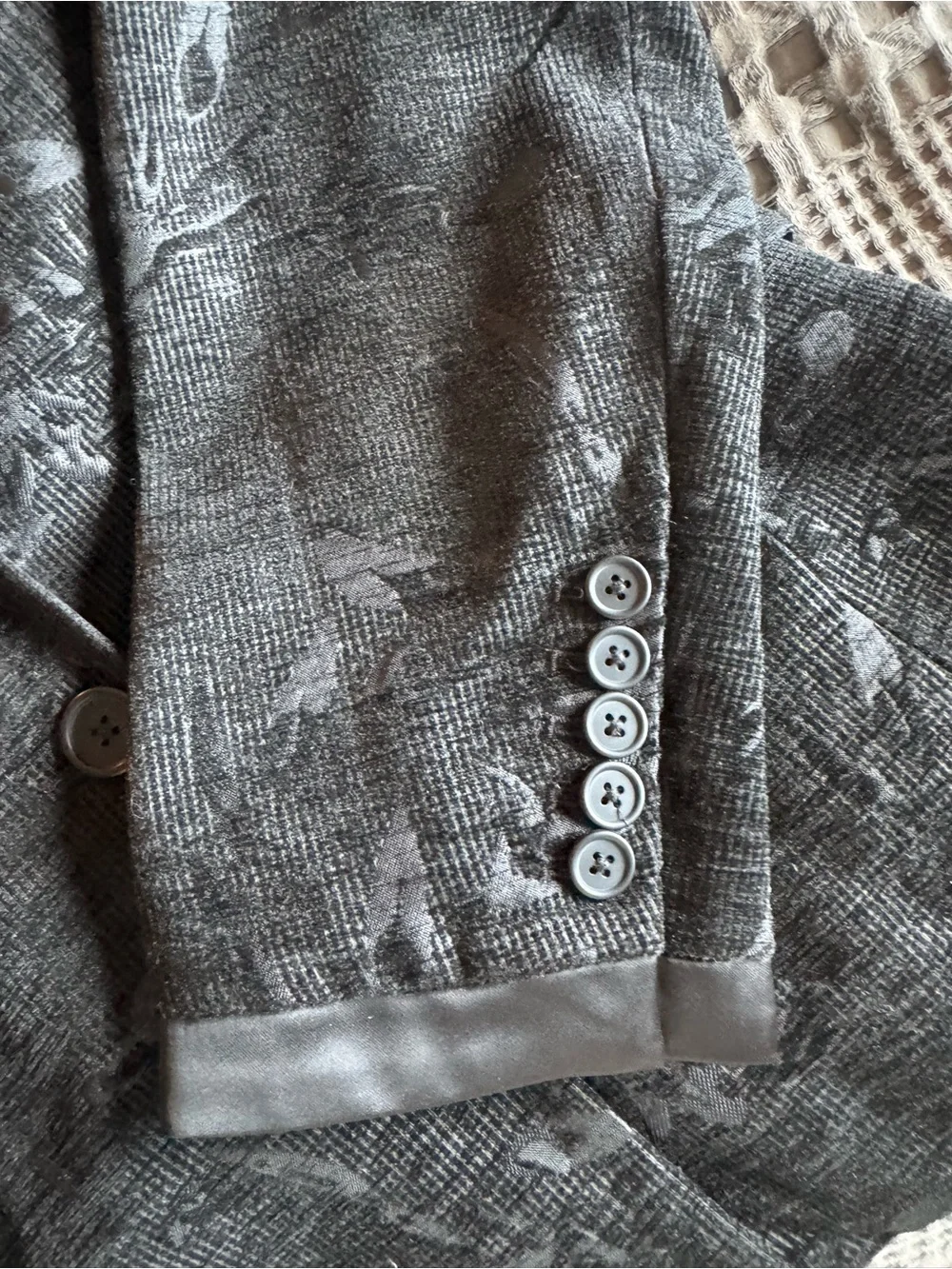 Free People Black Jacquard/Textured Satin-Lapel Blazer - NWT
